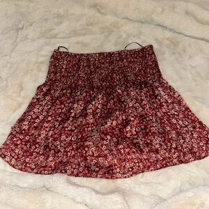 Aqua Brand Red Flora Skirt with Gold Thread Lining & Ruffles!